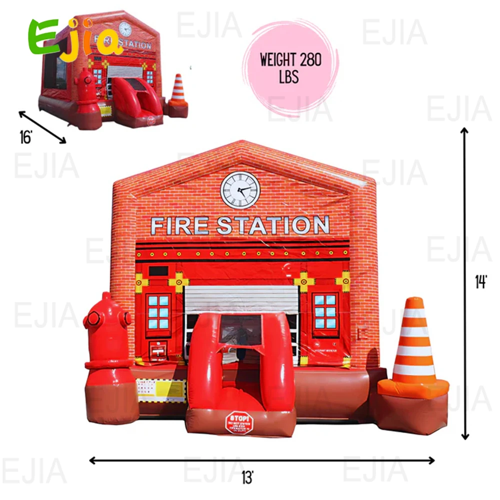 Grande maison de foyer gonflable en PVC de 16 pieds, Combo de foyer saut humide/sec, château gonflable pour enfants, événement de fête en plein air