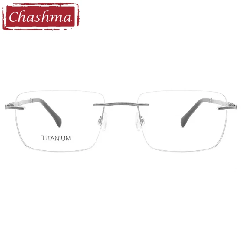 

Chashma Prescription Glasses Men Rimless Eyeglasses Frames Flexible Ultra Light Pure Titanium Optical Eyewear for Gentlemen