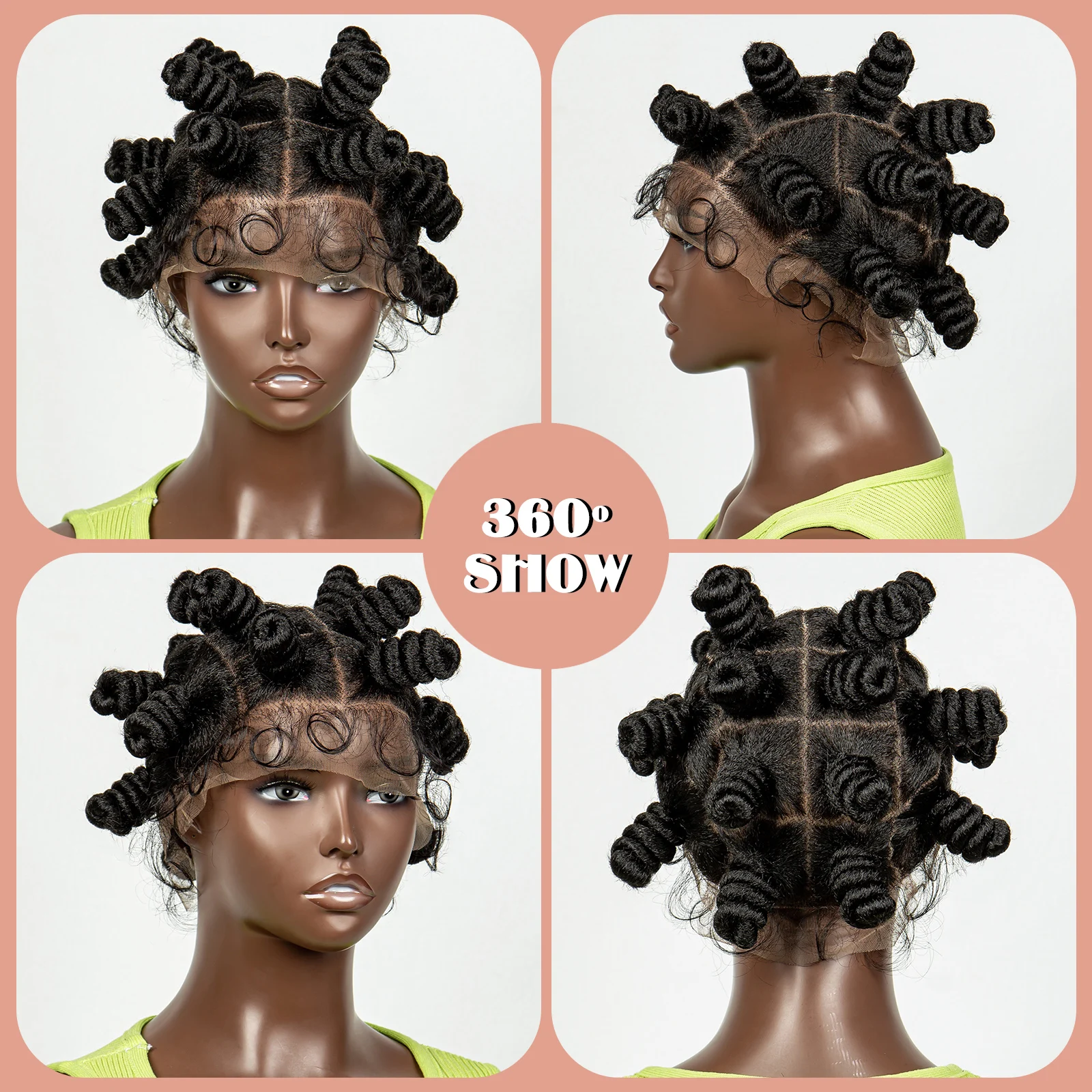 Perruque tressée sans nœud banaire faite à la main pour femmes noires, double dentelle complète, tresses avant, perruque tressée synthétique avec cheveux de bébé