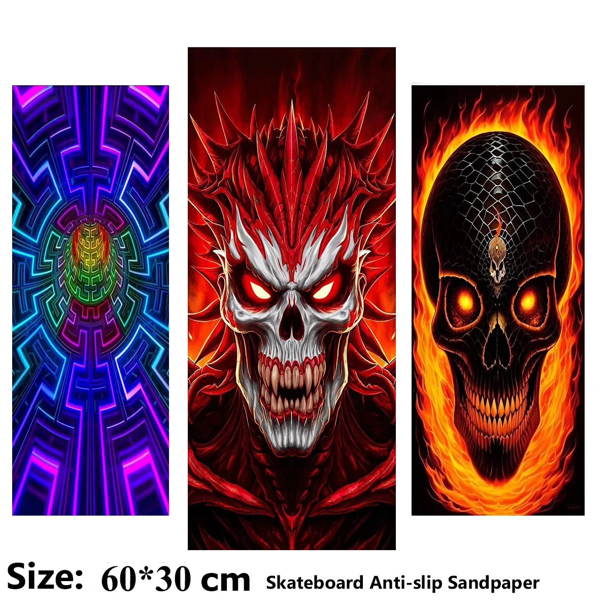 

Red Hair Snake Scales Skull Pattern Electric Scooter Anti-slip Sticker Sandpaper Skateboard Grip Tape Sheet 60*30cm