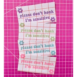 Funny Car Stickers Please Don't Honk I'm Sensitive Text Design Vinyl Decals Auto Waterproof Decors Bumper Rear Window Sticker