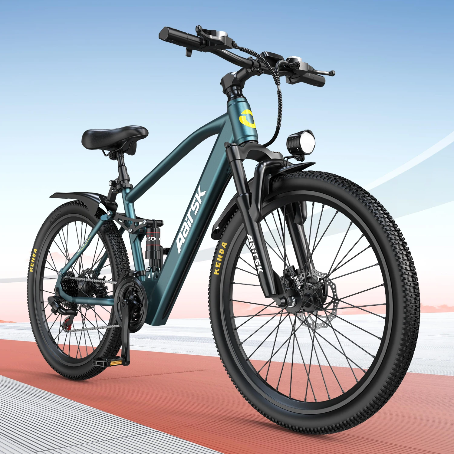 Elektrofahrrad GT900 26" - E-Bike 250W 45Nm-36V 13Ah Batterie-Doppelte Federung-21 Gänge-NFC-Start, Blau