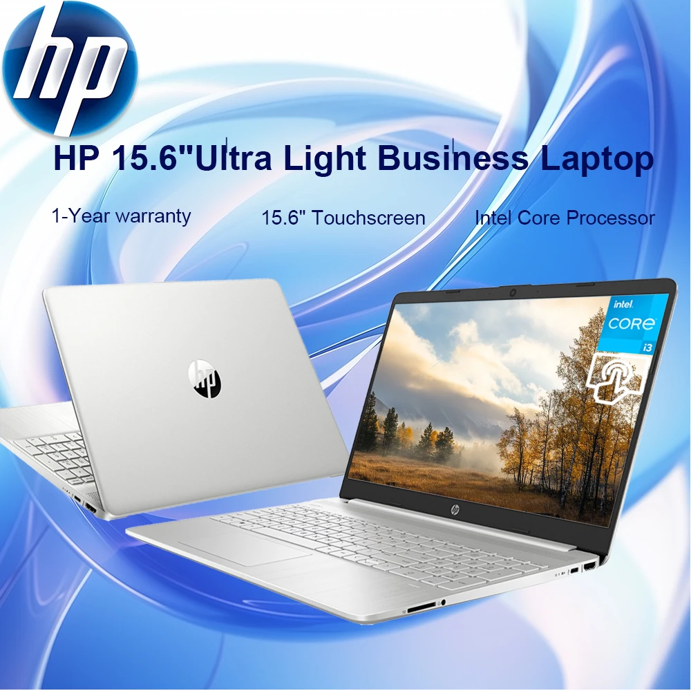 Laptop aziendale HP 2024, Laptop Touchscreen da 15.6 ", Intel Core i3-1215U, 64GB di RAM, SSD da 1TB, grafica Intel UHD, argento