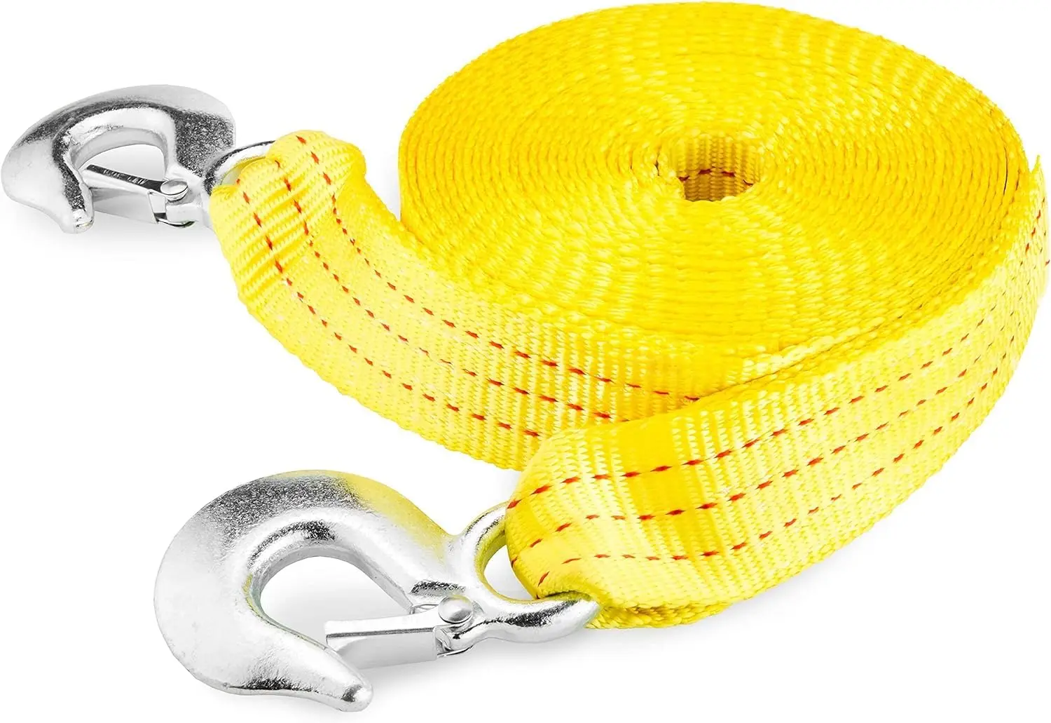 Universal Heavy Duty Tow Strap with Safety Latch Spring Hooks High Strength Webbing Towing Rope Emergency Car Breakdown Recovery Cable for All Vehicles