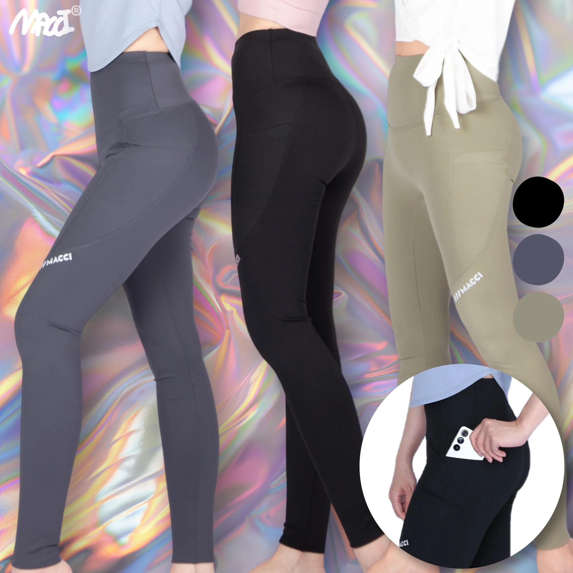 [Macci] Marchi 9 part leggings high West no Y zone free pocket hip-up leggings Korea