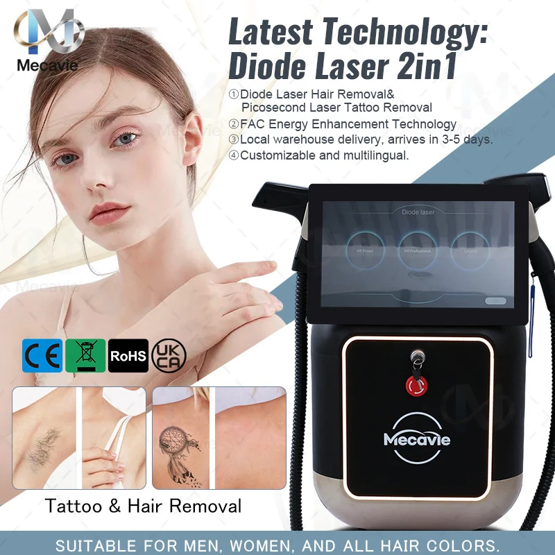 

Новейший профессиональный диодный пикосекундный лазер FAC 2-в-1 2026 года, 4000 Вт, с технологией Ice Titanium, для безболезненного удаления волос и татуировок, косметологический аппарат