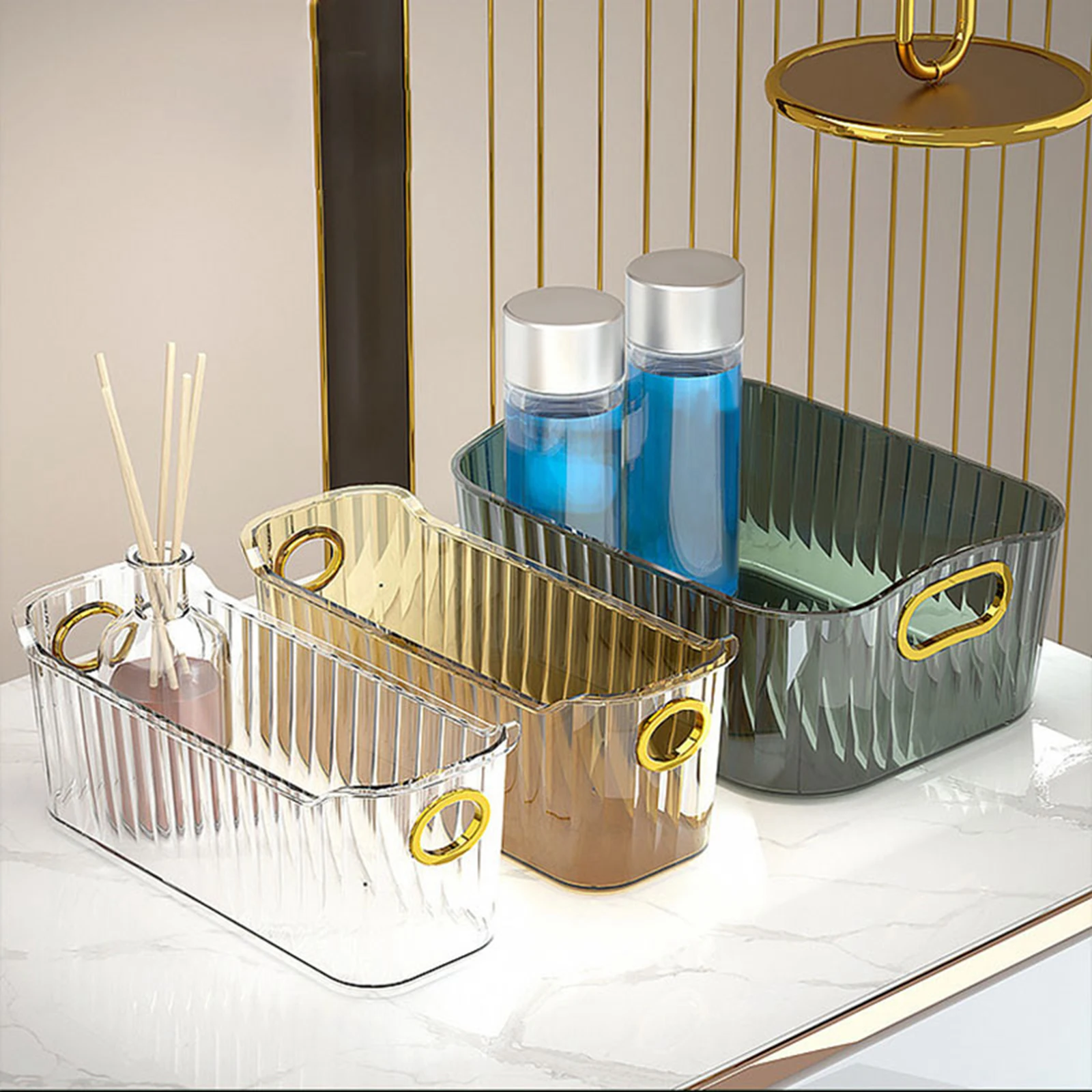 Multifunctional Storage Bin Pet Container Desktop Storage Basket for Kitchen Organization Refrigerator Cosmetics Cabinet Home