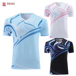 Light Blue Table Tennis Jersey Men Women Quick Dry Ping Pong Shirt Breathable Short Sleeve Sports Training Tee Top