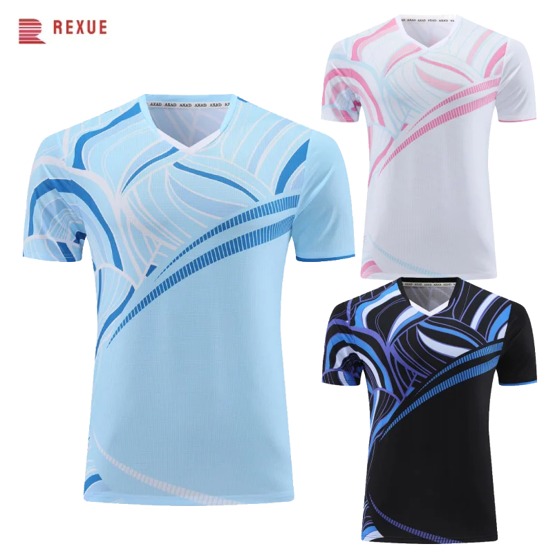 Light Blue Table Tennis Shirt Men Women Athletic Sports Training Badminton tshirt Bowling Ping Pong Pickleball Dry Fit Tops Tee