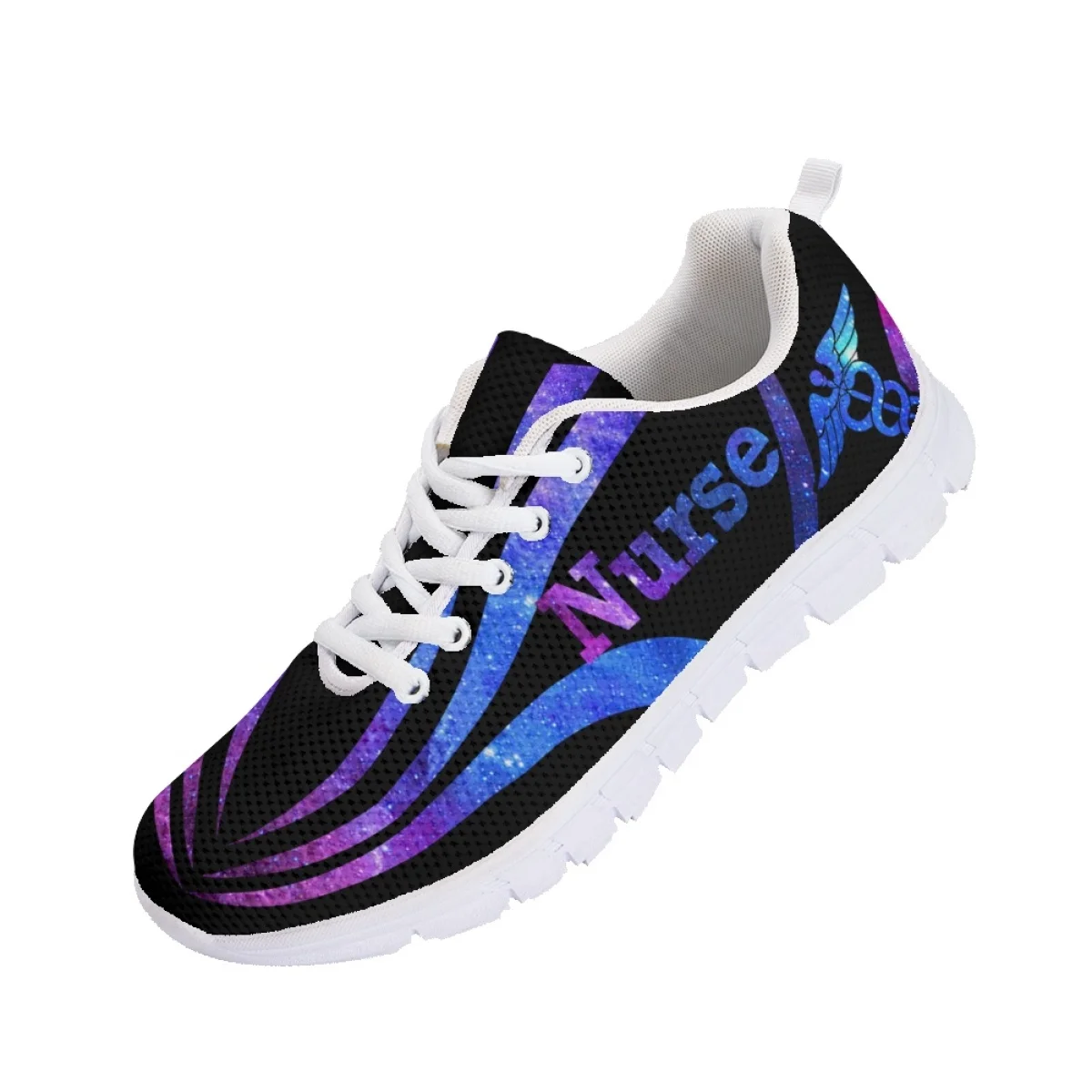 INSTANTARTS Women's Flat Shoes Galaxy Print Paramedic EMT EMS Pattern Lace-up Sneakers for Ladies Comfort Walking Footwear 2023