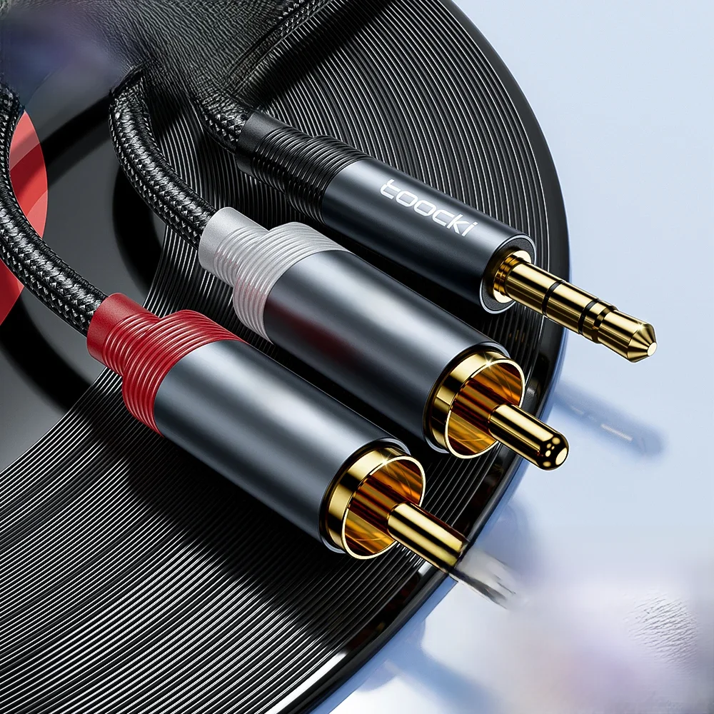 Toocki RCA Audio Cable 3.5mm Male to 2RCA Splitter Aux Cable 2RCA Speaker Cord For TV PC Amplifiers DVD Laptop MP3 Extender Wire