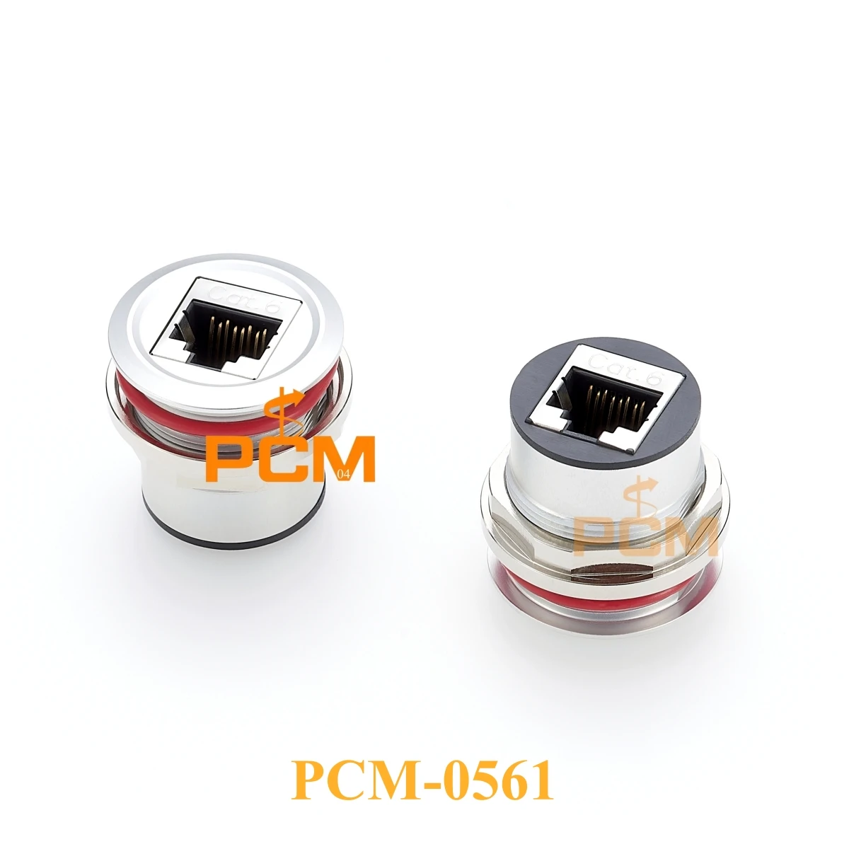Acoplador de montaje en panel redondo RJ45 de aluminio, adaptador Ethernet hembra CAT6 8P8C con anillo de goma, montaje en tablero RJ45, 1 ud.