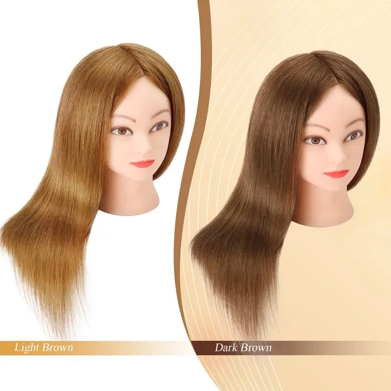 Cabeça de manequim 80% real com cabelo humano, para cabeleireiro, ondulação, alisamento, tingimento, trança, cabeleireiro, cabeças de boneca