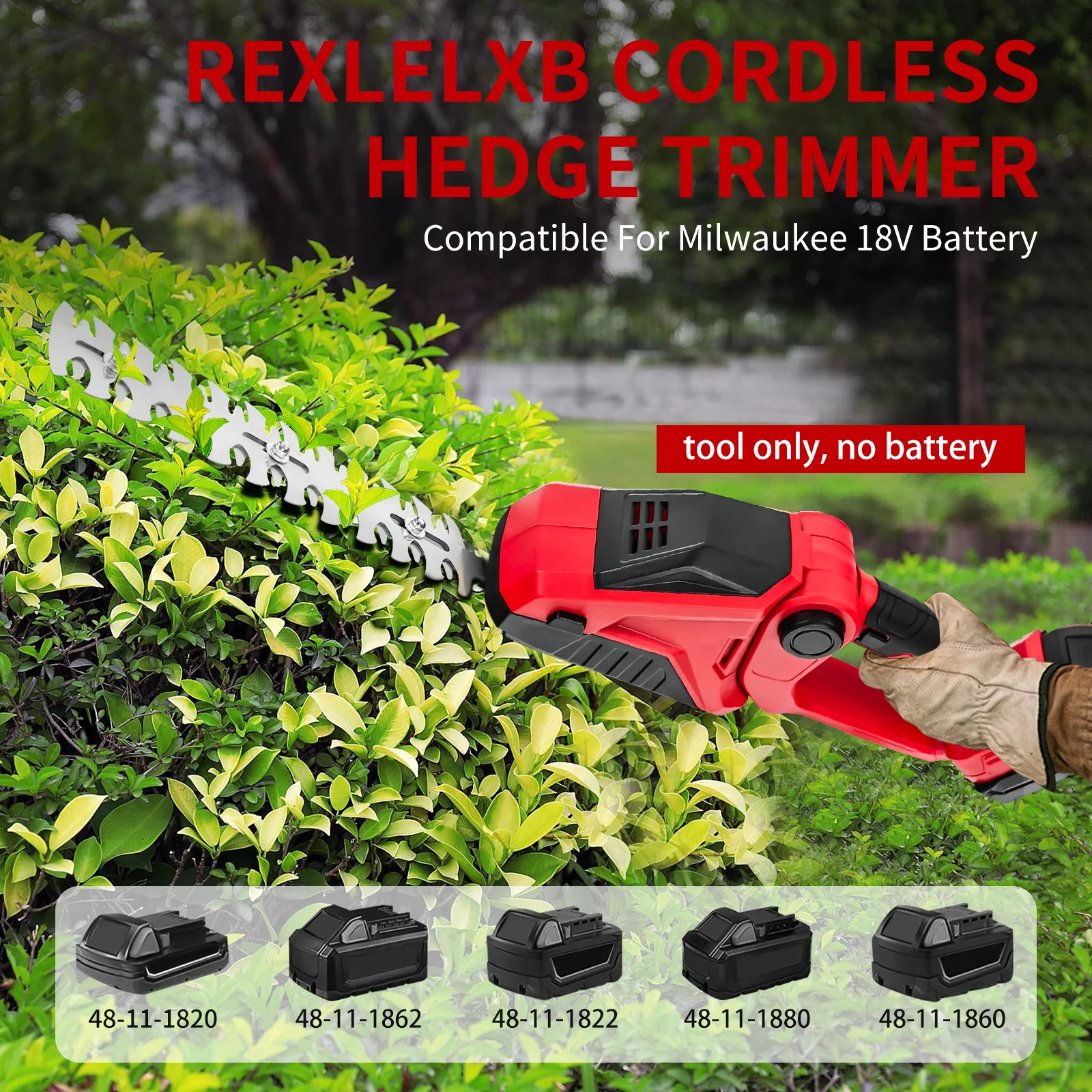 Imagem -03 - Cordless Hedge Trimmer para Milwaukee Handheld Household Arbusto Weeding Cortador de Poda Ferramentas de Jardim sem Bateria 18v Bateria em 1