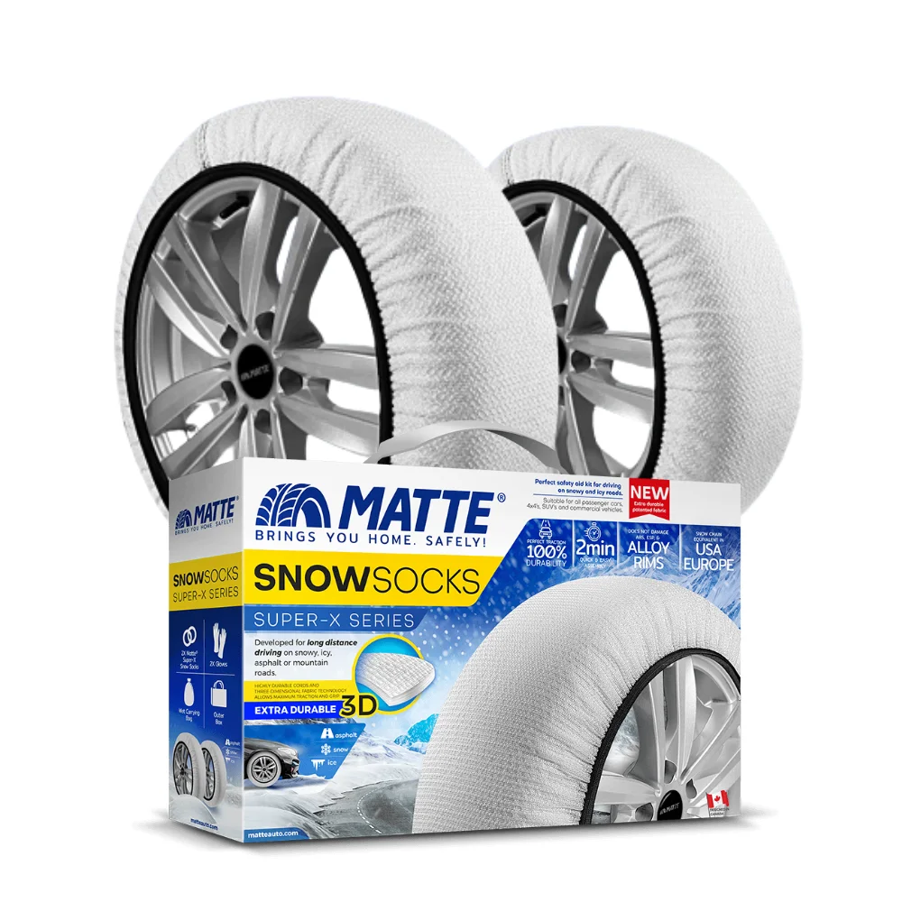 Matte Snow Tire Socks Automobile Safe Driving For Car Truck SUV Snow Chains Super X Series (Lighter Safer and Better than Chain)