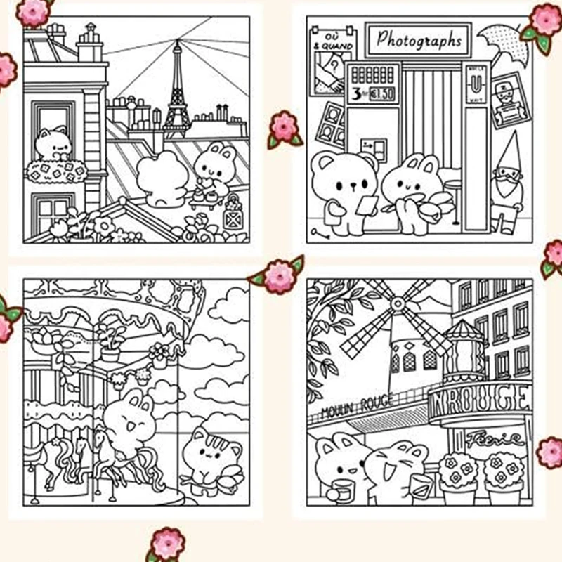 Cute Paris A Kawaii Coloring Book Adventure: Color Adorable Paris Landmarks and Cute Kawaii Characters  Perfect for Kids  Adult image 6