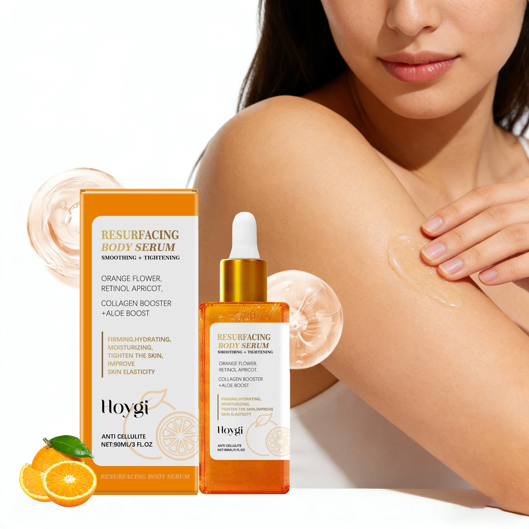 90ML Orangen-Körperpflegeserum Feuchtigkeitsspendend Nährend Ölkontrollierend Glättend Feine Linien Reduzierend Mildes Strahlendes Gesichtsserum