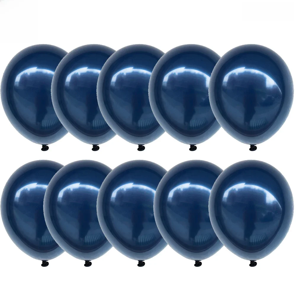 10 sztuk chromowane balony w kolorze królewskiego błękitu dwuwarstwowe chromowane metaliczne balony lateksowe na imprezy ślubne ukończenie szkoły dekoracje na baby shower — zdjęcie 2