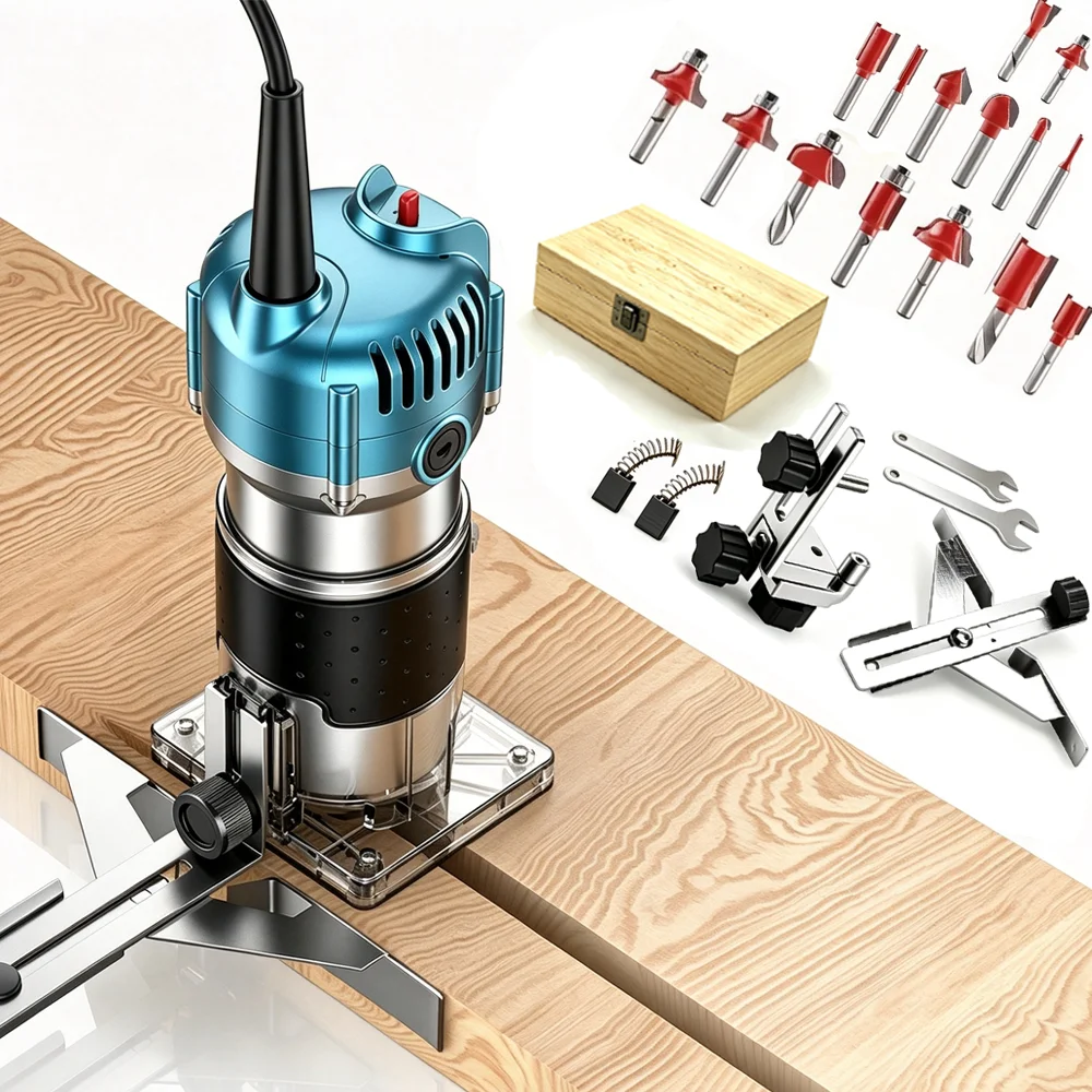 Machine de coupe électrique 800W 30000RPM, fraiseuse à bois 1/4 pouce, défonceuse manuelle pour bordures de bois, outil de bricolage domestique