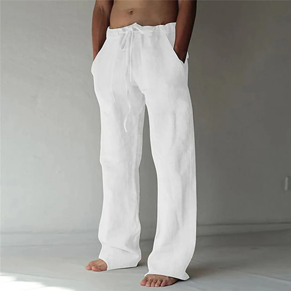 Einfarbige Sommerhose Herrenhose Baggy-Hose Strandhose Freizeithose Kordelzugtasche Komfort Hose mit geradem Bein 6XL