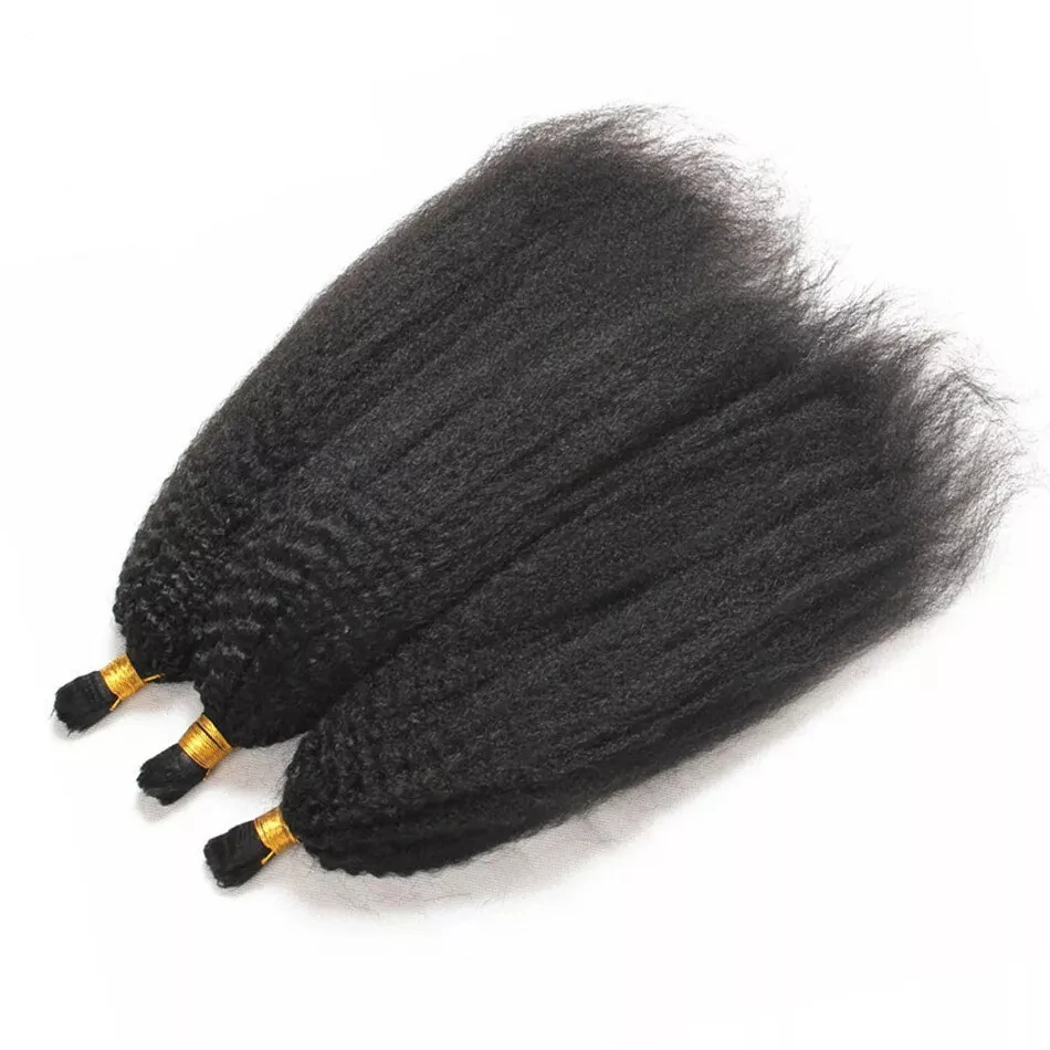Extensions de Cheveux Crépus Lisses pour Tressage, 100% Vrais Cheveux Humains, Sans Trame, 100G, 150G, Document Naturel