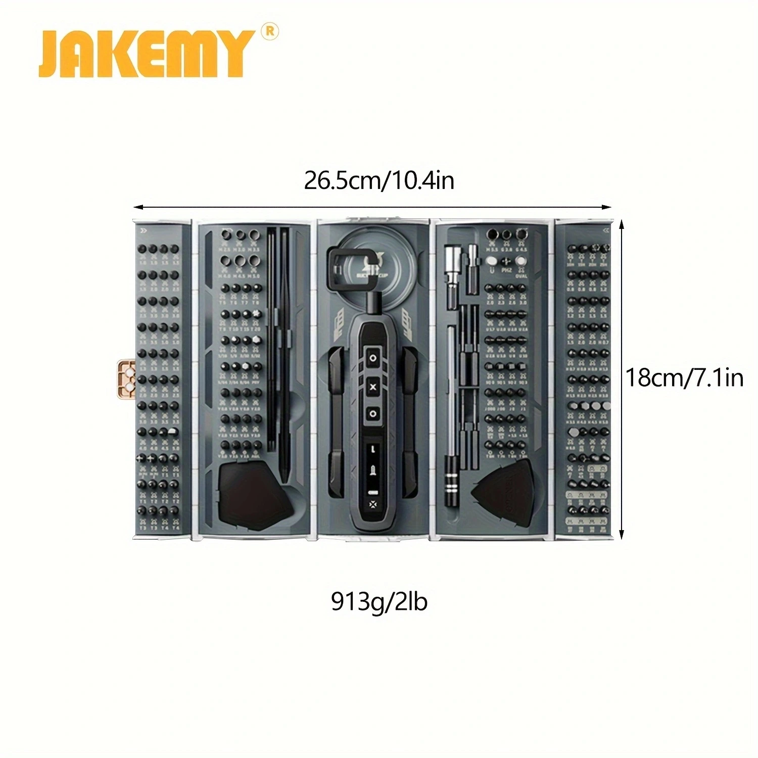 JAKEMY 180-IN-1 Magnetic Cordless Electric Screwdriver Set,Repair Tool Kit For Mobile Phone/PC/Glasses,Precision Bits,Men\'s Gift