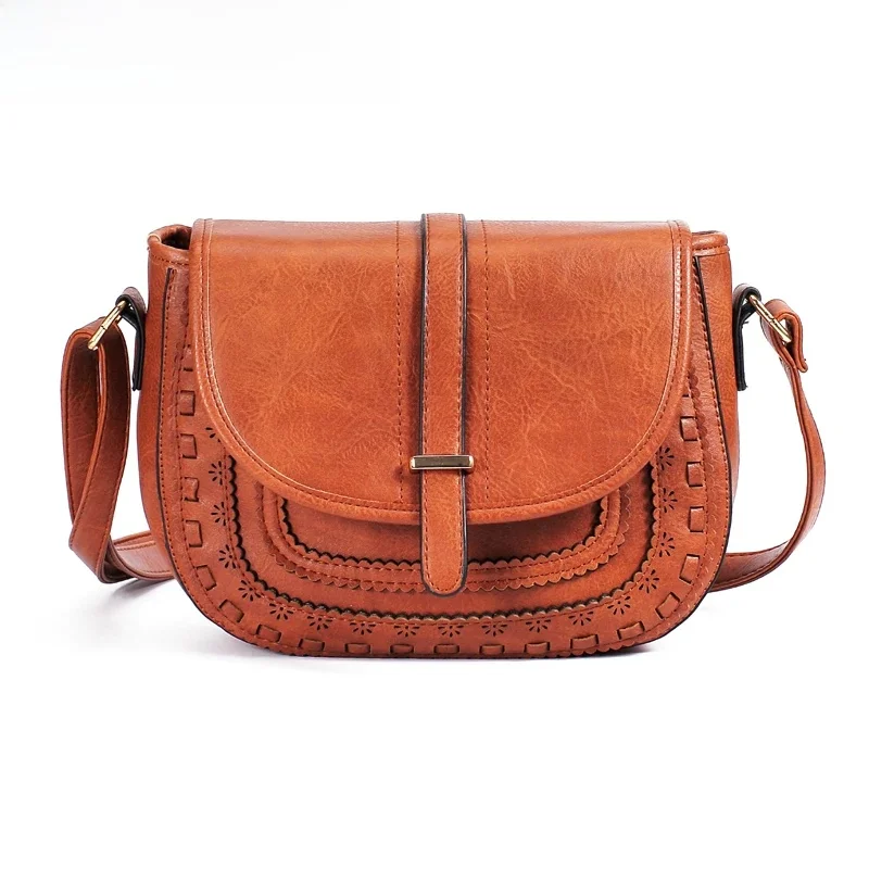 Annmouler Vintage torba na ramię Pu skóra Crossbody 6 kolorów torba damska torebka Hollow-out mała torba torebka Tote — zdjęcie 2