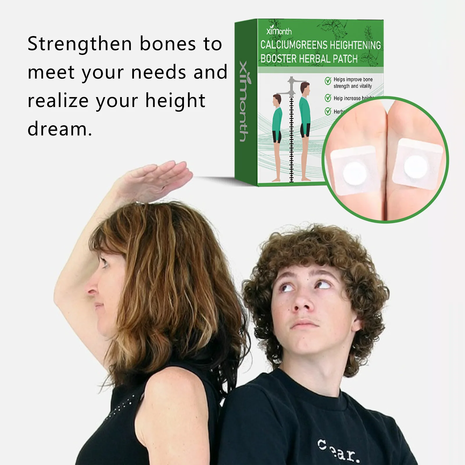 Ximonth stiker kaki Herbal pertumbuhan tinggi, tempelan kaki penambah tinggi, meningkatkan kekuatan tulang, Plantar, stimulasi kaki 10 buah