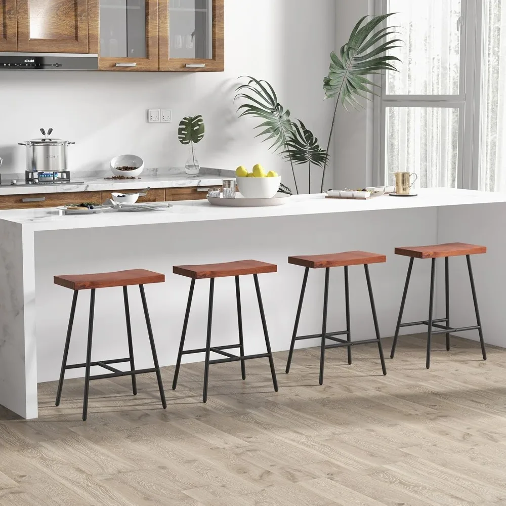 

Промышленные барные стулья, 24-дюймовые стулья-седла без спинки для барной стойки с подставкой для ног, металлические ножки, регулируемые опоры для ног, барные стулья