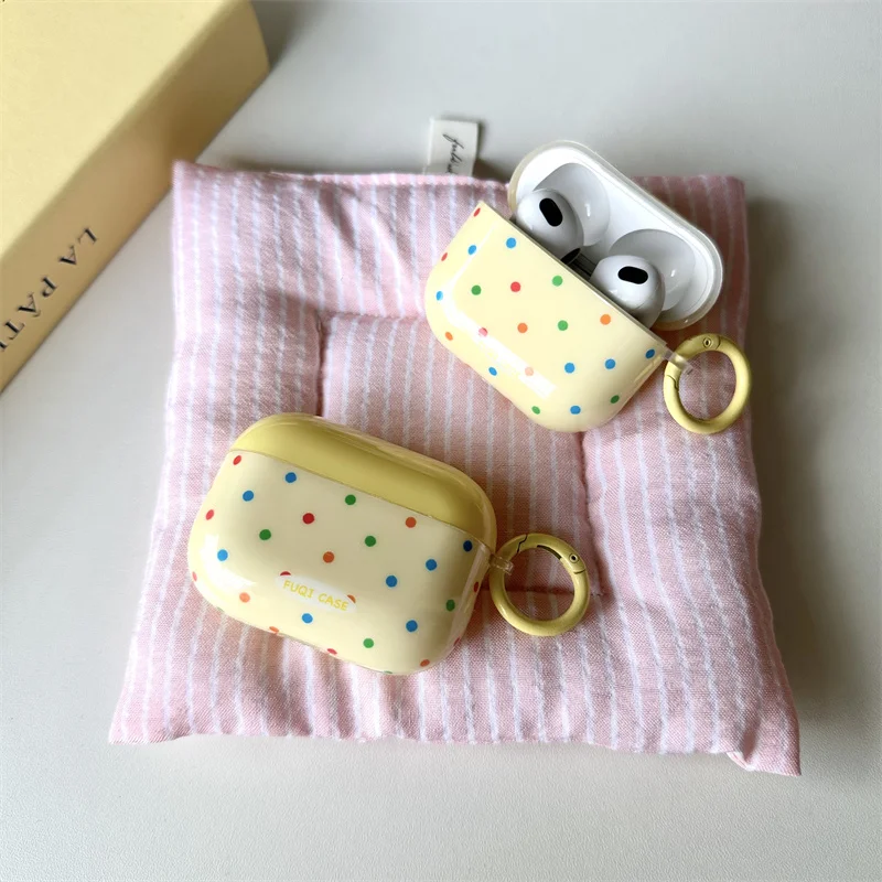 Protective Case with Polka Dots for Airpods Pro, Wireless Bluetooth Earphone, Contrast Color, Korean, Ins 1, 2, 3