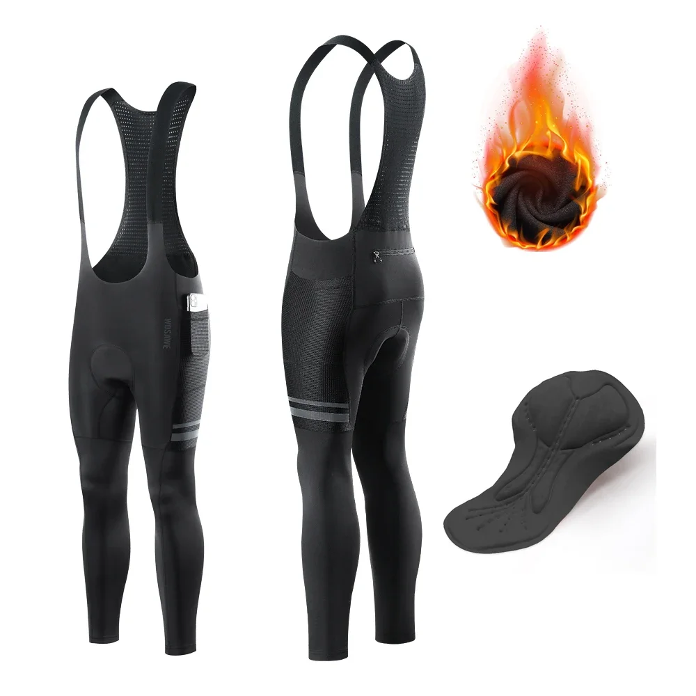 AliExpress WOSAWE Men's Cycling Bib Long Pants Winter Autumn Bicycle Pants Bib Road Bike Pants Cycling Bib Tights Thermal Fleece Padded