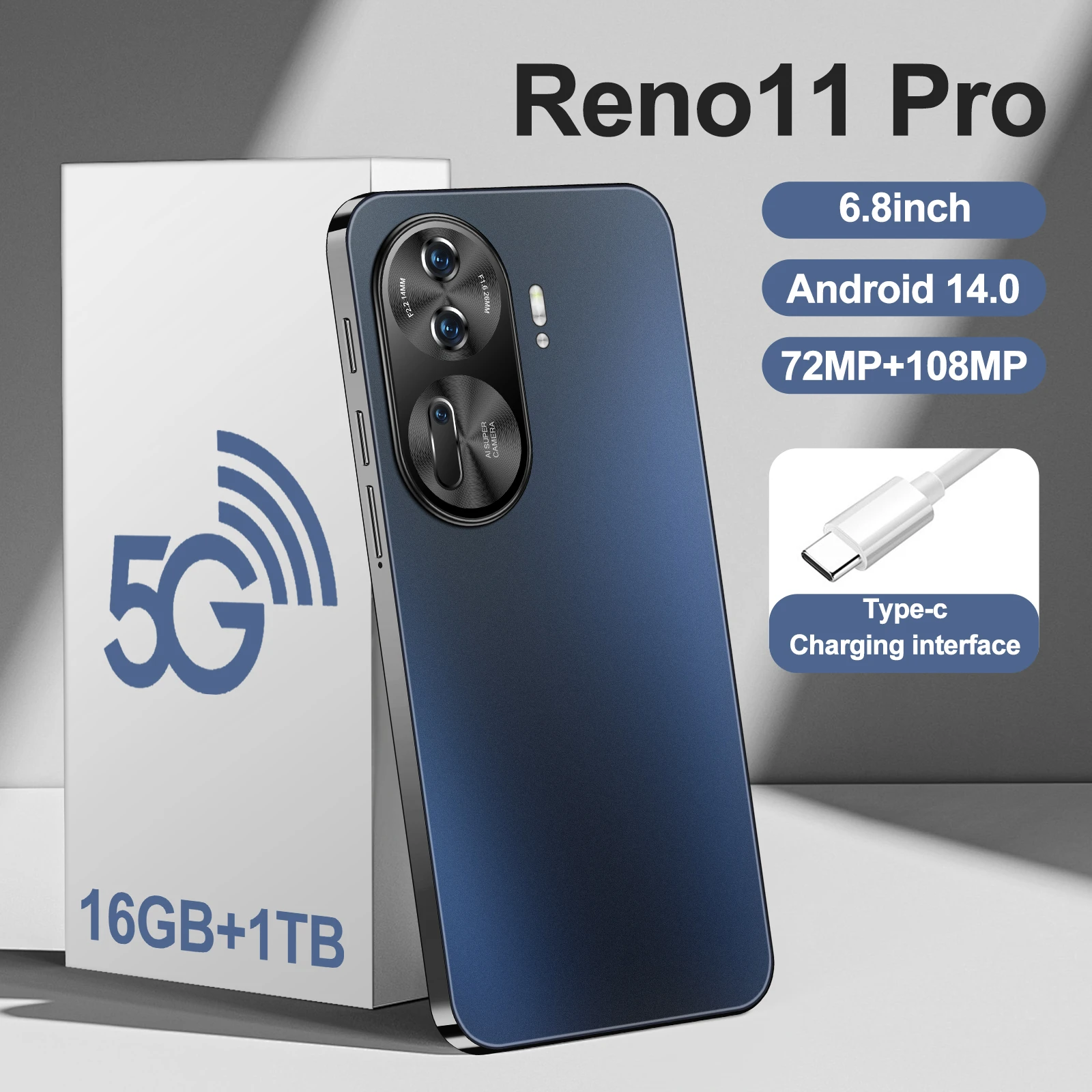 

2025 Band Reno 11 Pro 5g smartphone 6.8 inch Android 14 Snapdragon 8gen3 dual SIM cellphones 6800mAh mobile phones Celulare