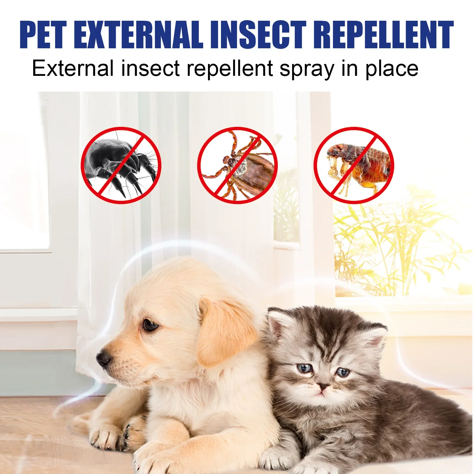 Pet Dog Cat Anti Flea Drops Insectcide Lice Insect Remover Relief Itching Mite Control Repellent Mosquito Pet Skin Care Spray