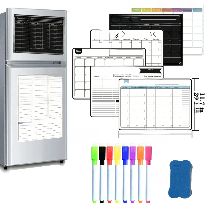 A3-formaat magnetische maandelijkse weekplanner droog uitwisbare whiteboard kalender tafel schoolbord koelkast sticker message board menu - afbeelding 2