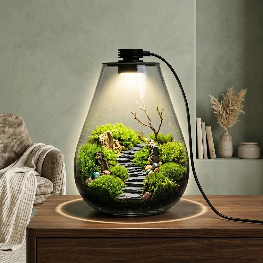 

Creative Micro Landscape Glass Bottle with Led Light Ecological Terrarium Pot Miniature Fairy Garden Decoration Xmas Gift