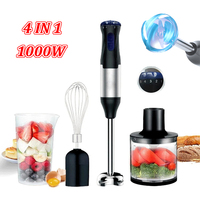 1000W Kitchen Immersion Blender 4 in 1 Stainless Steel handhold veggie Meat Chopper leg Whisk smothie pack