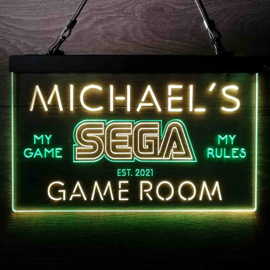 Custom Game Room Decor Father's Day Gift Game Room Dual Color LED Neon Light Beer Bar Pub Club Car Man Cave LED Neon Light Sign