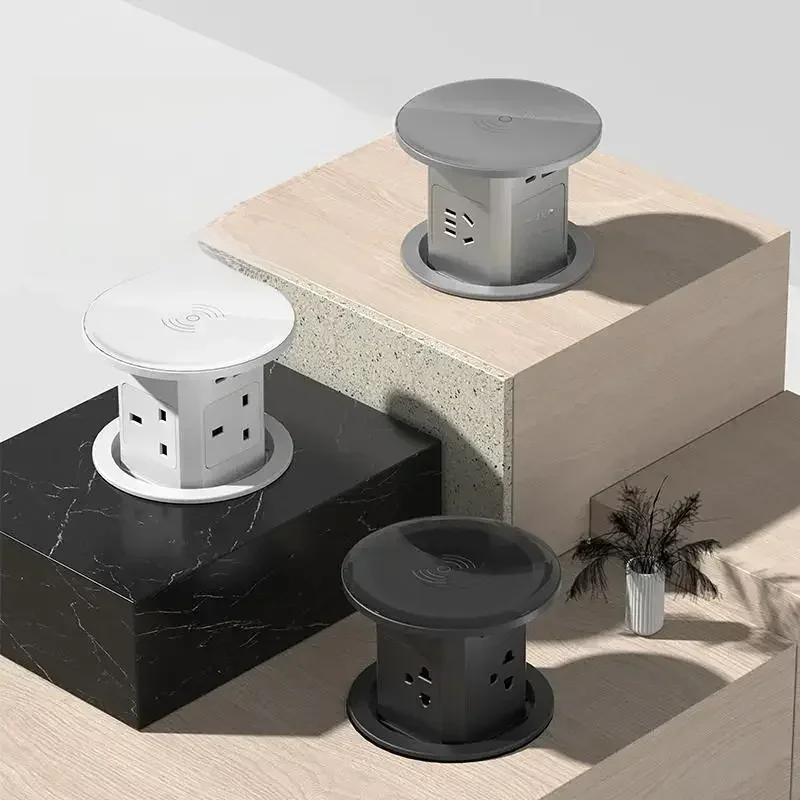 Prise d'ascenseur Pop-Up automatique pour bureau de levage, tour, adaptateur de prise US UK AU UN, USB type-c, Charge sans fil, cachée