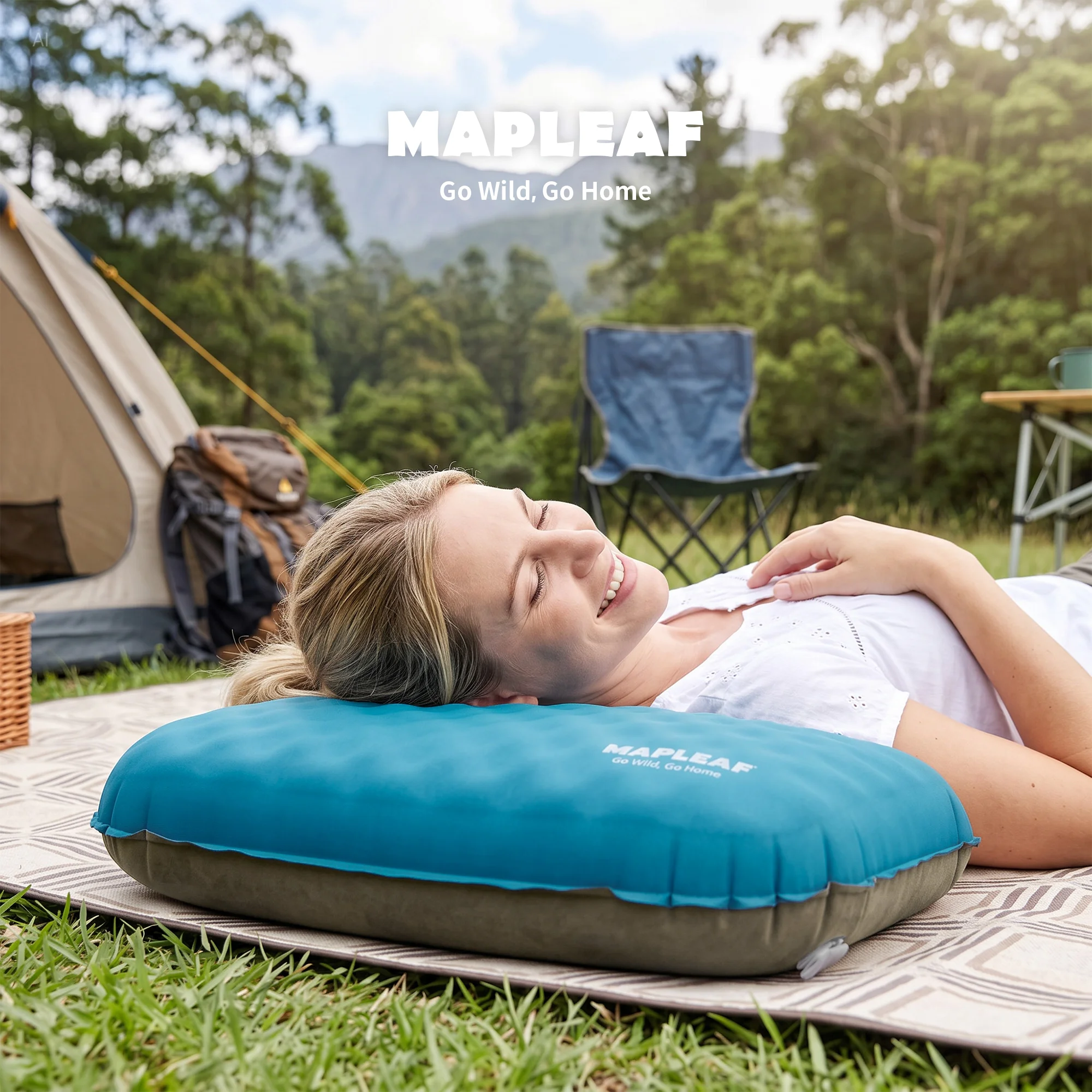 MAPLEAF Inflatable Air Pillow Cooling Ultralight 4 Layer Ergonomic Neck Support Backpacking Hammock Outdoor Beach Packable