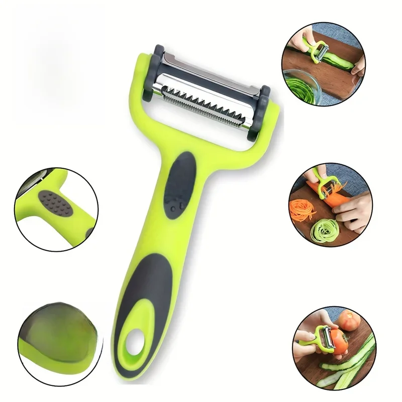 1 éplucheur trois en un, lame rotative en acier inoxydable, adapté aux éplucheurs de légumes, de carottes et de fruits
