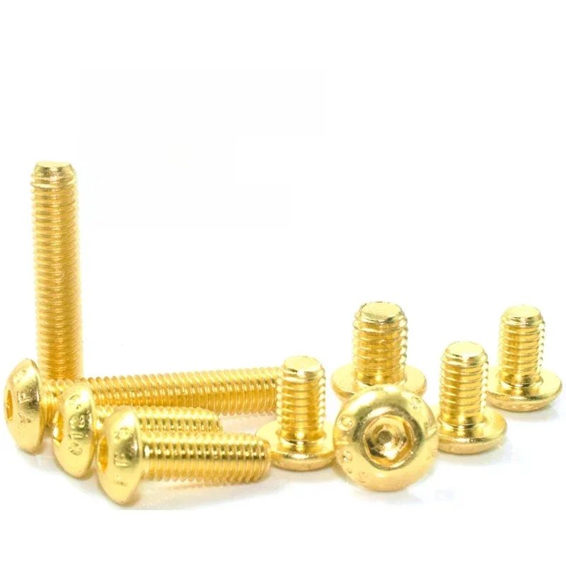 Vis hexagonales hexagonales en titane plaqué or, 2,2 à tête ronde, tête boutonnée, douille hexagonale, figurine M5, M2, M2.5, M3, 10 pièces