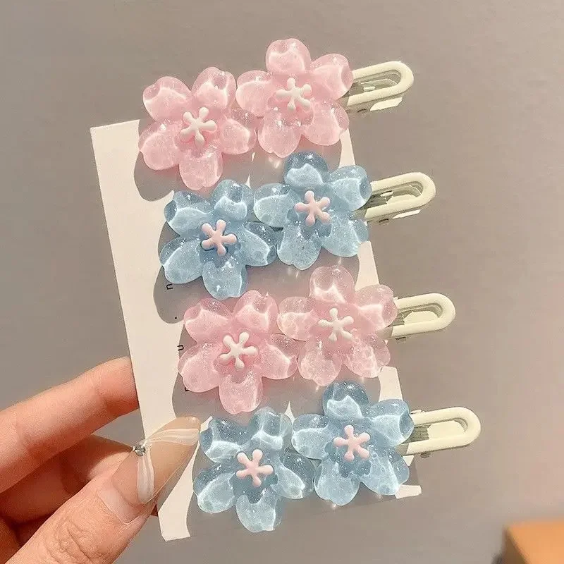 Pince à cheveux romantique en fleur de cerisier rose, Barrettes à frange latérale mignonnes pour femmes, accessoires pour cheveux Kawaii, épingle à cheveux élégante à la mode pour filles