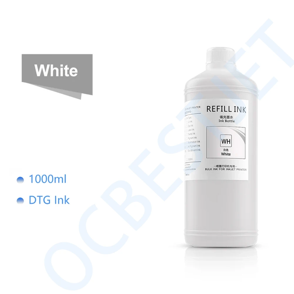 For DX5 DX6 DX7 TX800 I3200 Textile Garment Ink 1000ml White DTG For Epson L1800 1390 R1900 R3000 9600 4800 F2000 F2100 Printer