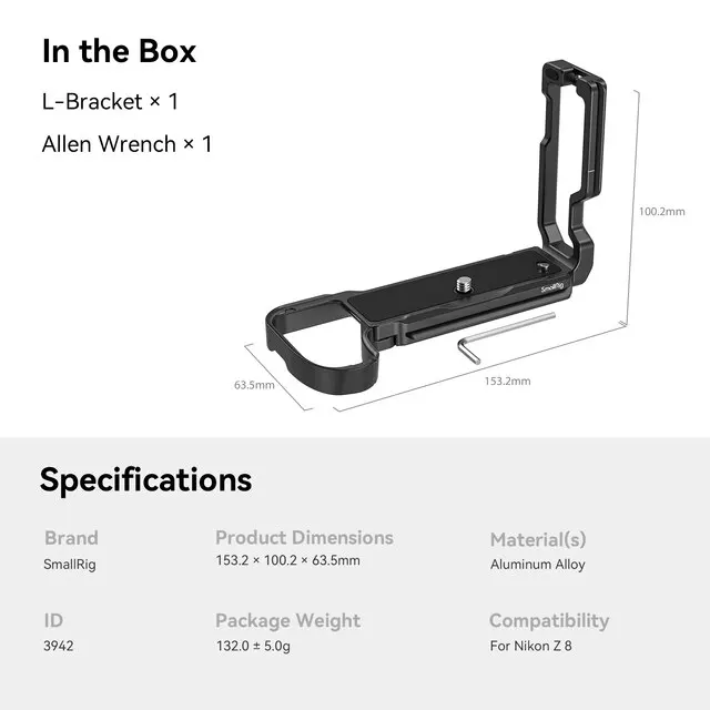 SmallRig Z8 L-Bracket for Nikon Z 8 L-Shape Mount Plate Black Mamba Camera Cage 4161 for Canon EOS R6 Mark II