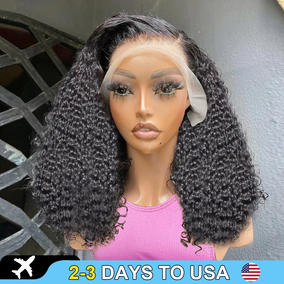 Deep Wave 13x6 13x4 HD Lace Front Wig Glueless 5x5 Lace Closure Human Hair Wigs Curly Short Bob Natural Baby Hair 250% For Women