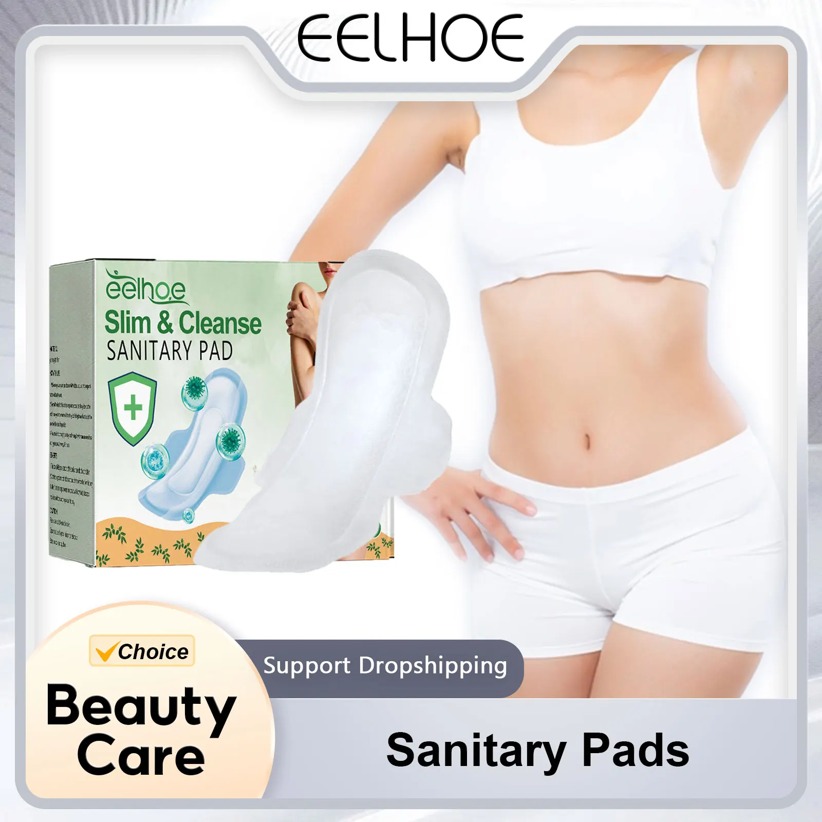 EELHOE 10PCS Sanitary Pads Ultra Thin Soft Cotton Lady Menstrual Pads Slimming Detoxing Sanitary Napkin Feminine Hygiene Product