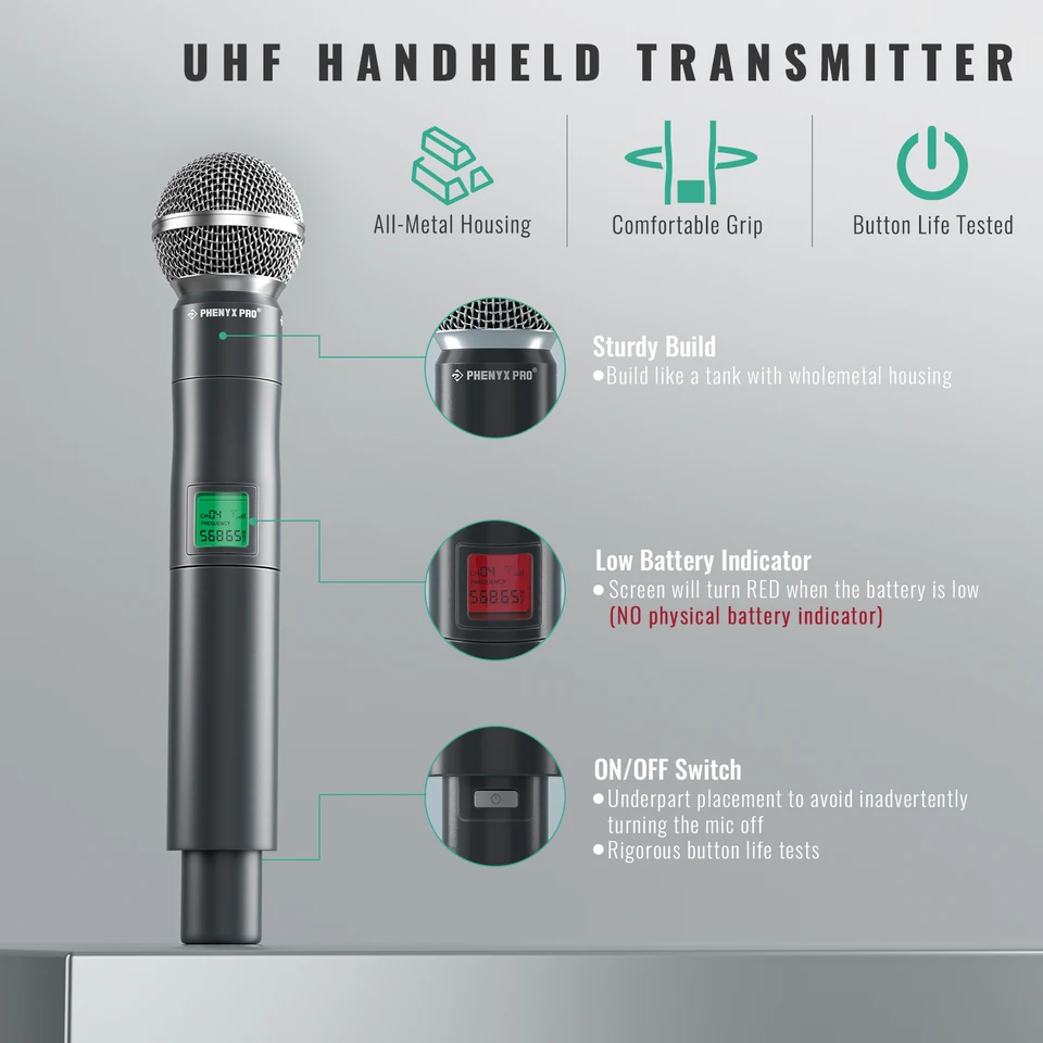 プロ仕様UHFワイヤレスマイクシステム Wireless Microphone Phyx pro-ワイヤレスマイクシステム,プロフェッショナル,4チャンネル