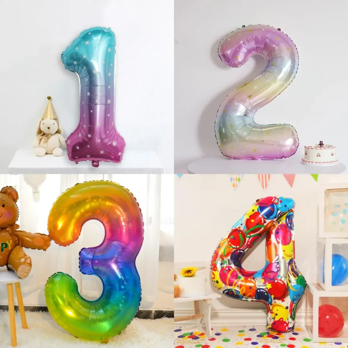 Cyfrowy balon numeryczny, folia aluminiowa, tęcza gradientowa, przyjęcie urodzinowe, ślub, dekoracje świąteczne, 40" — zdjęcie 2