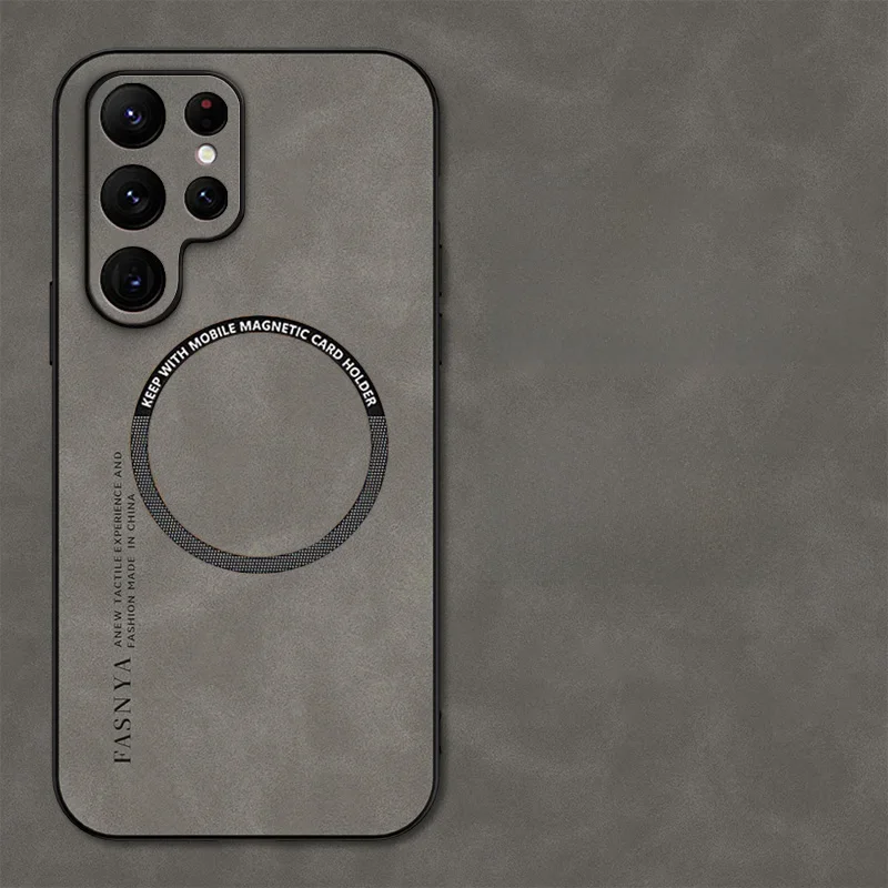 Pour Magsafe Samsung Galaxy S24 S20 S21 S22 S23 FE Note 20 Ultra 10 Plus peau de mouton Vintage magnétique en cuir souple housse de téléphone