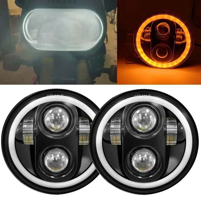 2 szt. 5 3/4 "calowe okrągłe reflektory Led, 5,75 żółty pierścień Halo Angel Eyes para reflektorów Led — 2